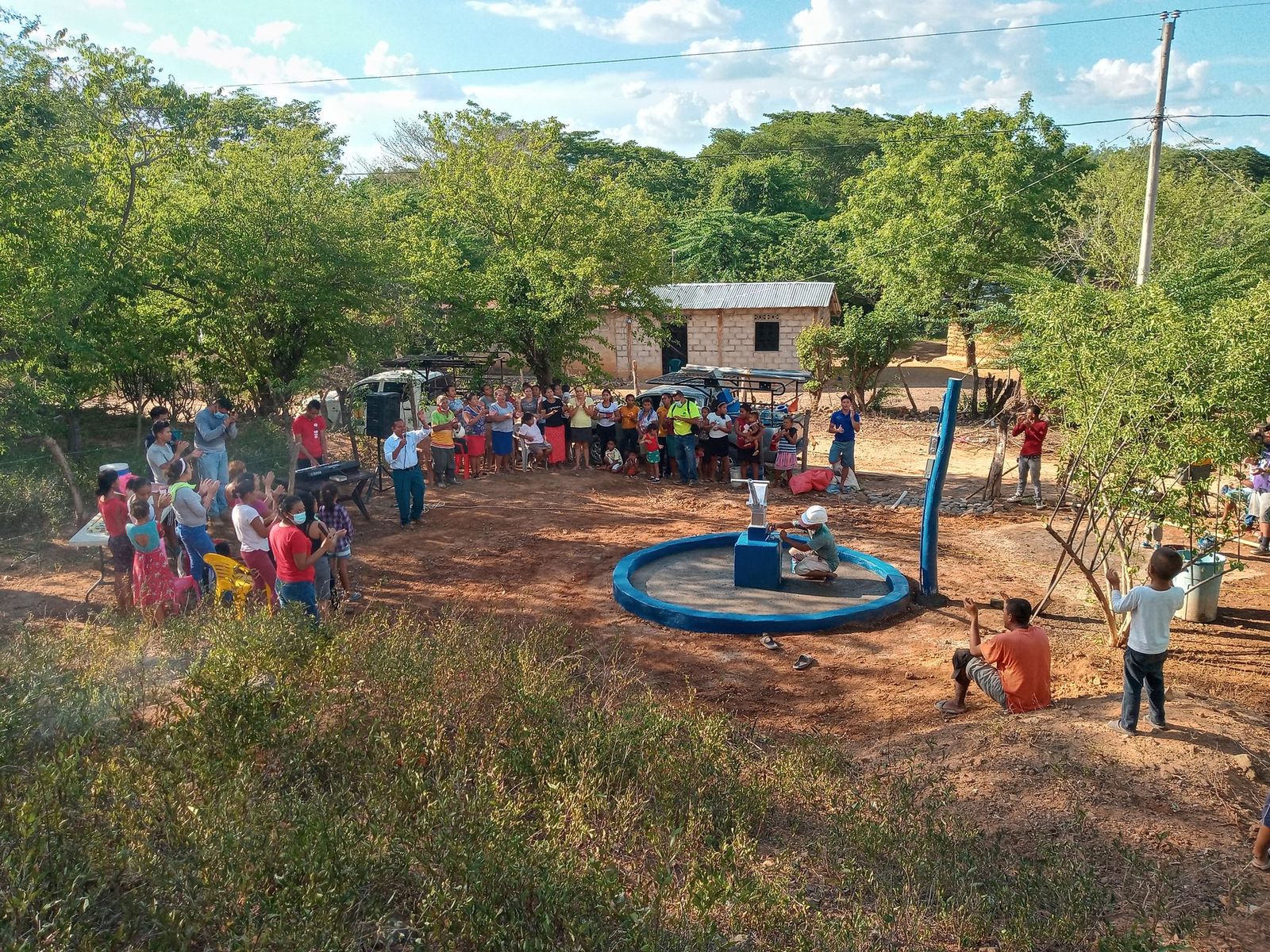 Community gathering at a new water point